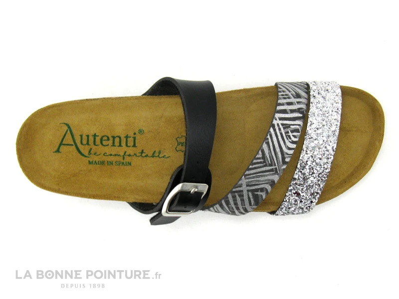 Autenti 6810229 Noir Paillettes Argent - Mule Talon Compense 6 Autenti 6810229 Noir Paillettes Argent - Mule Talon Compense - Image 4