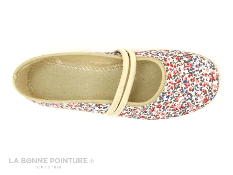 Soca 0333 Beige Et Fleuri - Chausson Ballerine Femme Avec Elastique 5 Soca 0333 Beige Et Fleuri - Chausson Ballerine Femme Avec Elastique - Image 3