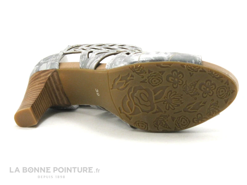 Laura Vita ALCBANEO 24 Acier - Lanieres Perforees - Sandale Talon 9 Laura Vita ALCBANEO 24 Acier - Lanieres Perforees - Sandale Talon - Image 7