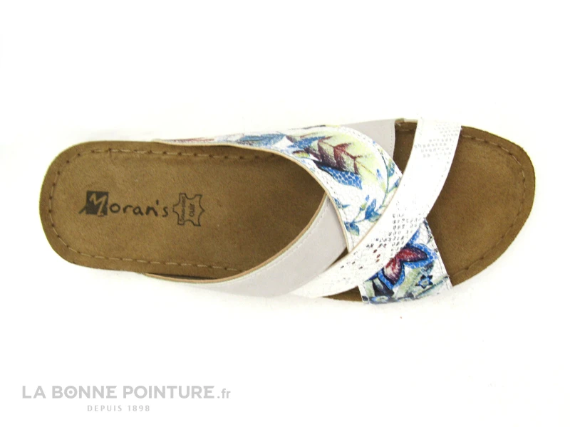 Morans MICAS 27355 Blanc Gris Fleurs - Brides Croisees - Mule 6 Morans MICAS 27355 Blanc Gris Fleurs - Brides Croisees - Mule - Image 4