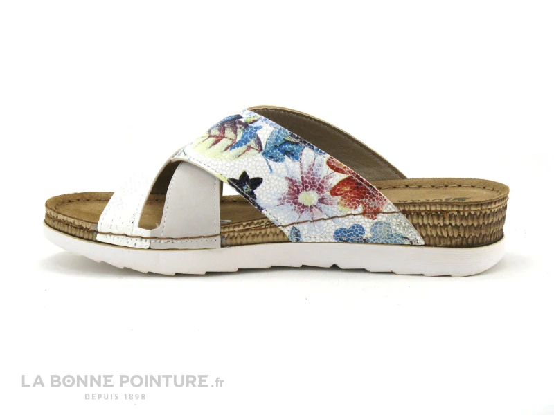 Morans MICAS 27355 Blanc Gris Fleurs - Brides Croisees - Mule 4 Morans MICAS 27355 Blanc Gris Fleurs - Brides Croisees - Mule - Image 2