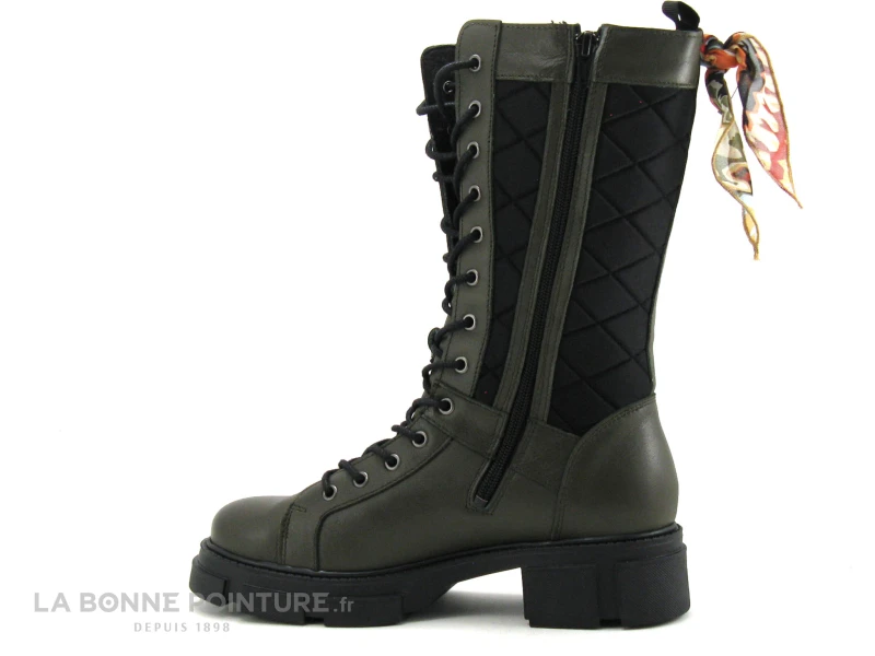 GoodStep 3625-D07 Kaki - Noir Matelasse - Bottine Lacet Femme 5 GoodStep 3625-D07 Kaki - Noir Matelasse - Bottine Lacet Femme - Image 3