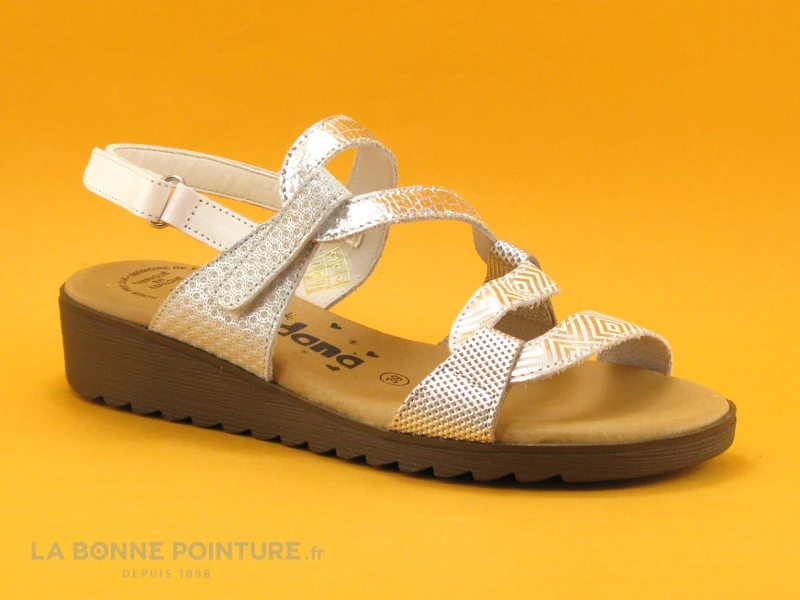 Jordana 3337 Blanc Argent - 2 Velcros - Sandale Femme 3 Jordana 3337 Blanc Argent - 2 Velcros - Sandale Femme
