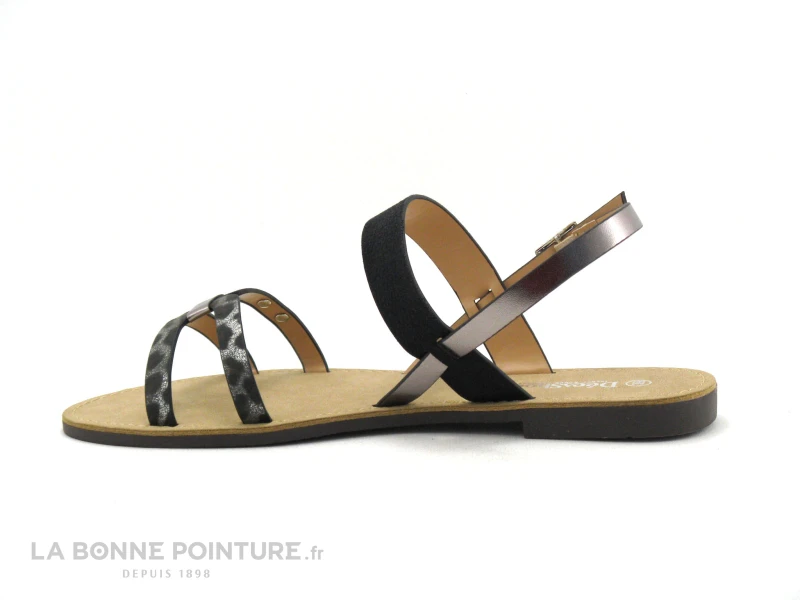 Dees Shoes MAELANE Noir Argent - Sandale Plate Femme 4 Dees Shoes MAELANE Noir Argent - Sandale Plate Femme - Image 2