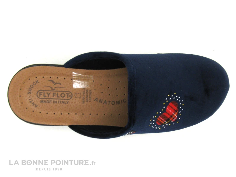 Fly Flot FRECY Bleu Marine - Coeur Ecossais - Pantoufle Sabot Femme 6 Fly Flot FRECY Bleu Marine - Coeur Ecossais - Pantoufle Sabot Femme - Image 4