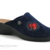 Fly Flot FRECY Bleu Marine - Coeur Ecossais - Pantoufle Sabot Femme