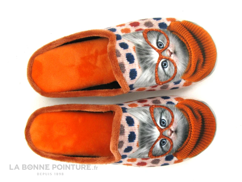 Maison Espadrille 9000 Chat Lunettes - Orange - Pantoufle Mule Femme 4 Maison Espadrille 9000 Chat Lunettes - Orange - Pantoufle Mule Femme - Image 2