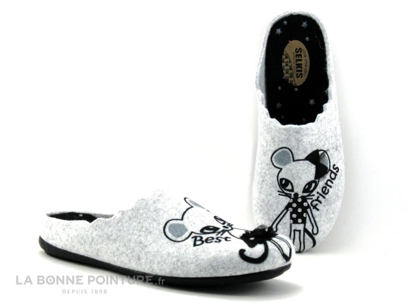 Selkis 21241 Gris - Souris Best Friends - Pantoufle Femme 3 Selkis 21241 Gris - Souris Best Friends - Pantoufle Femme