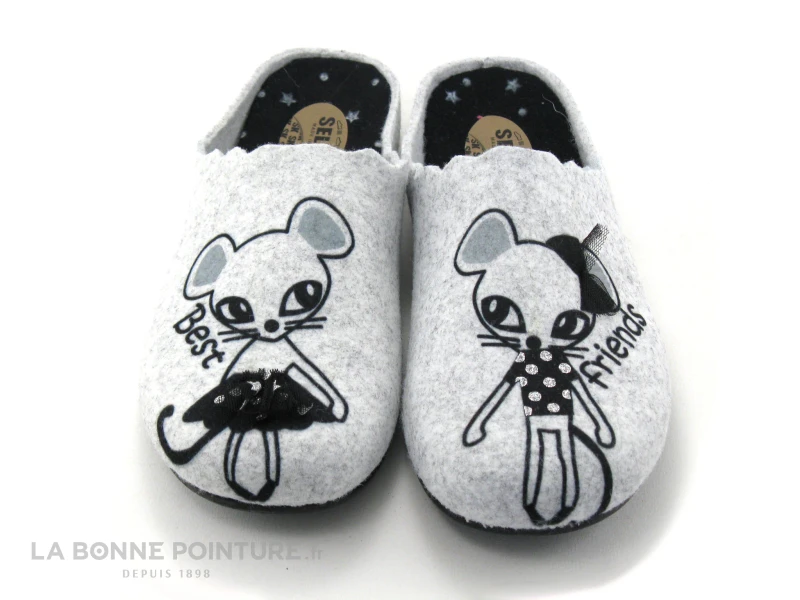 Selkis 21241 Gris - Souris Best Friends - Pantoufle Femme 4 Selkis 21241 Gris - Souris Best Friends - Pantoufle Femme - Image 2