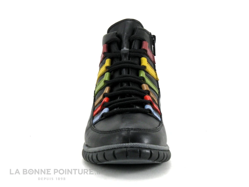 Karyoka QUINTO Noir - Oeillets Multicolores - Chaussure Montante Femme 4 Karyoka QUINTO Noir - Oeillets Multicolores - Chaussure Montante Femme - Image 2