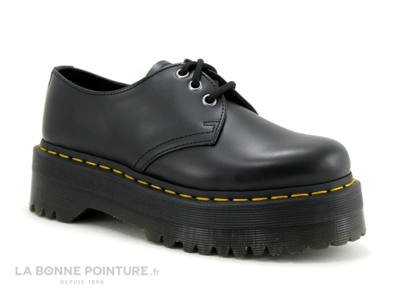 Dr. Martens Dr Martens 1461 QUAD Black Polished Smooth - 25567001 - Derbi Plateforme 3 Dr. Martens Dr Martens 1461 QUAD Black Polished Smooth - 25567001 - Derbi Plateforme