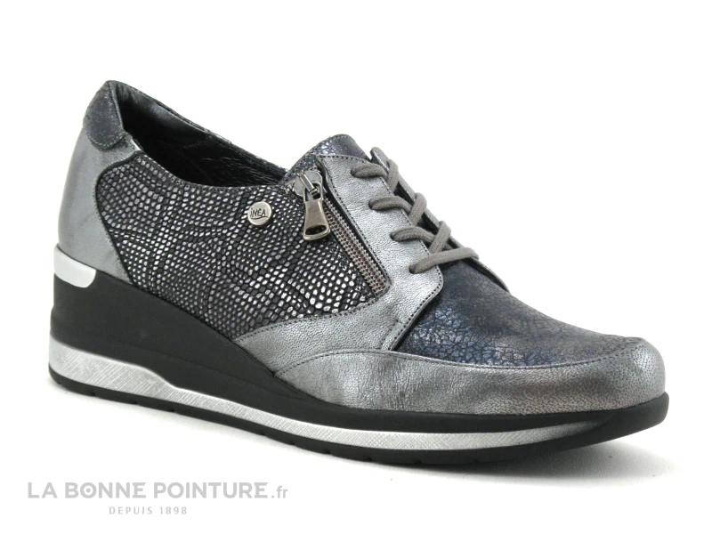 Inea LUTIN - Reptile Gris Noir - Chaussure Basse Compensee 3 Inea LUTIN - Reptile Gris Noir - Chaussure Basse Compensee