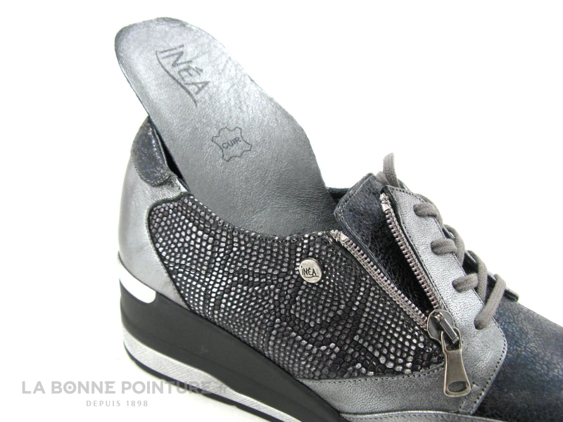 Inea LUTIN - Reptile Gris Noir - Chaussure Basse Compensee 7 Inea LUTIN - Reptile Gris Noir - Chaussure Basse Compensee - Image 5