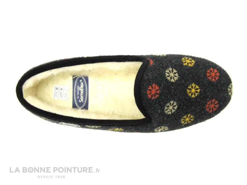 Semelflex CALOLYDIE Anthracite - Flocons - Charentaise Femme 8 Semelflex CALOLYDIE Anthracite - Flocons - Charentaise Femme - Image 6