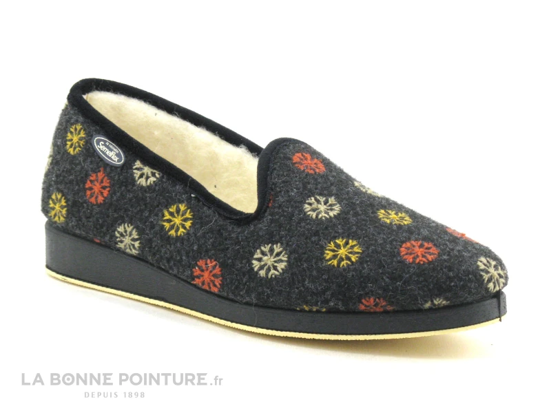 Semelflex CALOLYDIE Anthracite - Flocons - Charentaise Femme 7 Semelflex CALOLYDIE Anthracite - Flocons - Charentaise Femme - Image 5