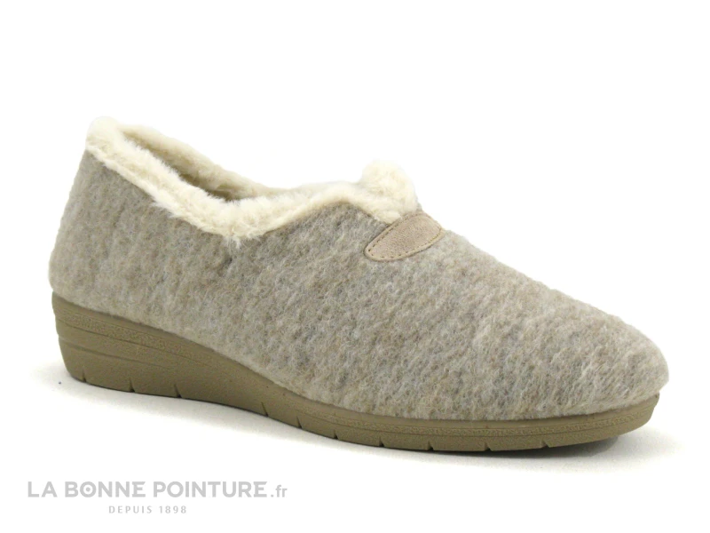 Zels 3276 Beige - Chausson Femme Intérieur Laine - Talon Compense 7 Zels 3276 Beige - Chausson Femme Intérieur Laine - Talon Compense - Image 5
