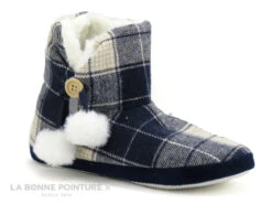 B Et M Banana Moon - REBOOT Bleu Gris - Carreaux - Pantoufle Montante