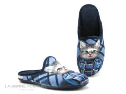 Maison Espadrille 9005-4 Marine - Pantoufle Femme Avec Chat
