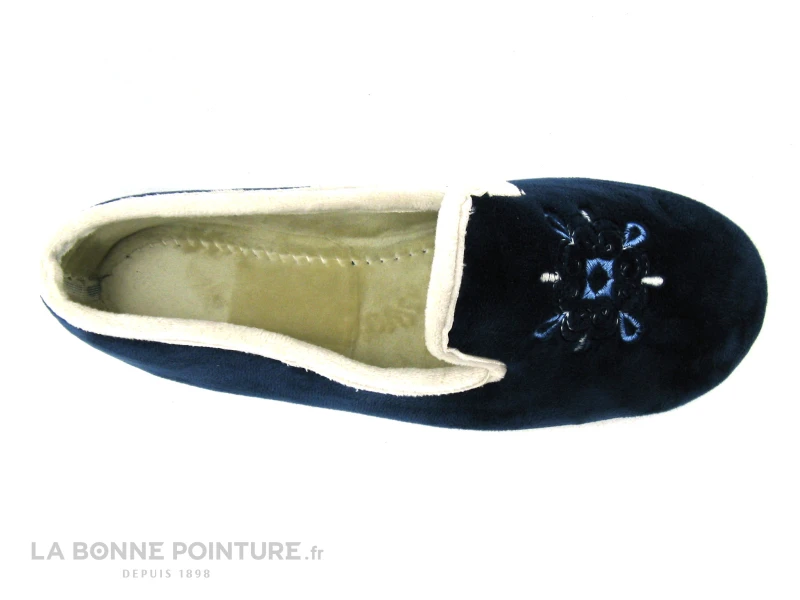 RYB 102 ALBA Bleu Marine - Bord Ecru - Chausson Femme 4 RYB 102 ALBA Bleu Marine - Bord Ecru - Chausson Femme - Image 2
