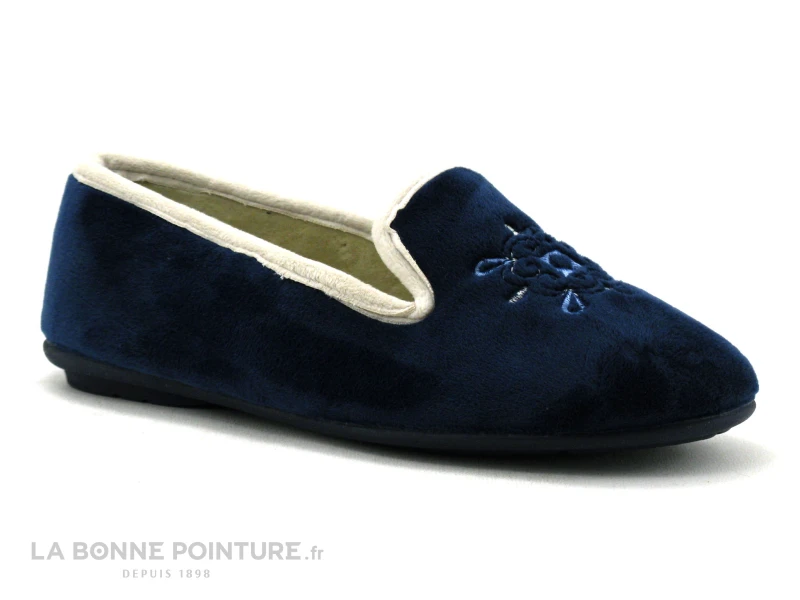 RYB 102 ALBA Bleu Marine - Bord Ecru - Chausson Femme 3 RYB 102 ALBA Bleu Marine - Bord Ecru - Chausson Femme
