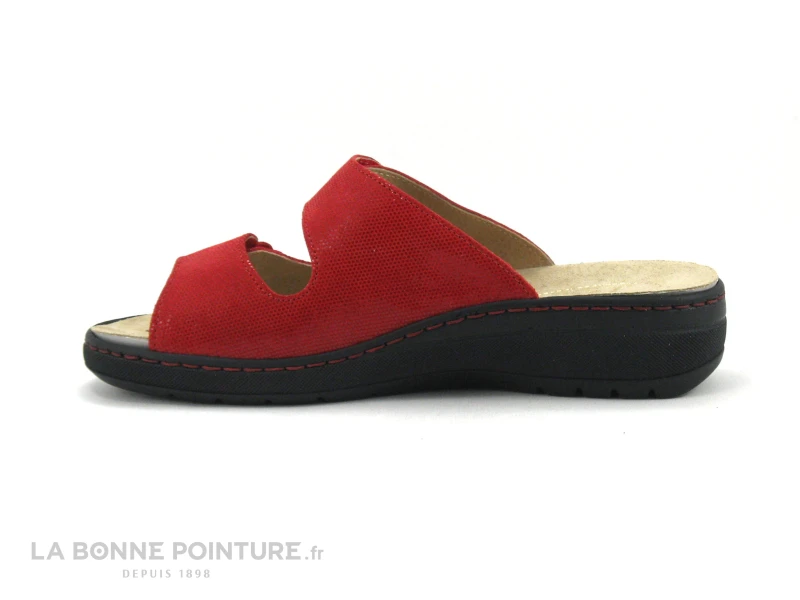 Semelflex GRAZIELLA Rouge - Mule Femme Cuir Rouge - 2 Velcros 5 Semelflex GRAZIELLA Rouge - Mule Femme Cuir Rouge - 2 Velcros - Image 3