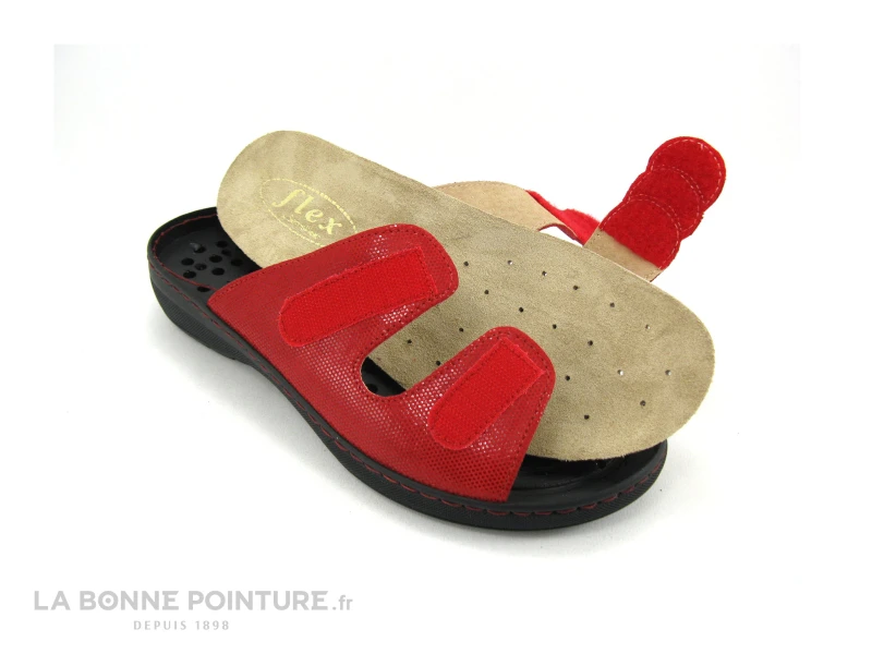 Semelflex GRAZIELLA Rouge - Mule Femme Cuir Rouge - 2 Velcros 6 Semelflex GRAZIELLA Rouge - Mule Femme Cuir Rouge - 2 Velcros - Image 4