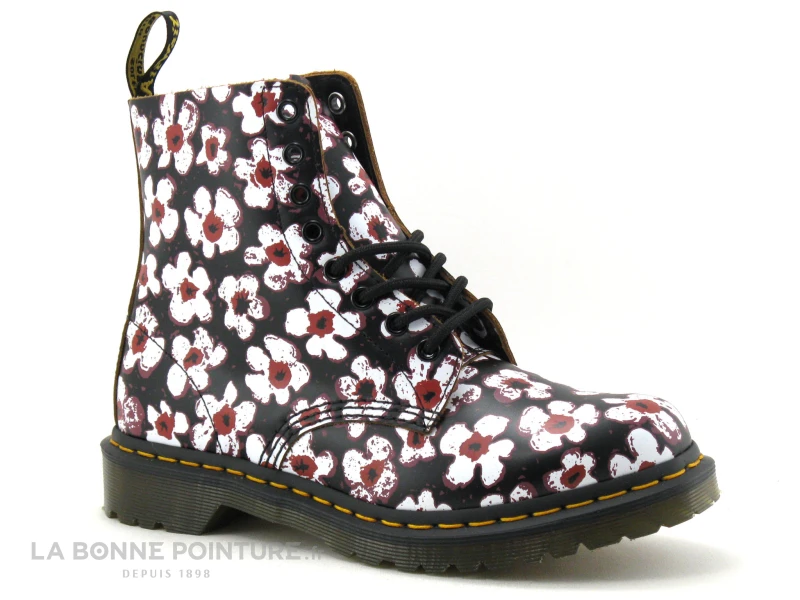 Dr. Martens Dr Martens 1460 PASCAL Black Red - Pansy Fayre Vintage - Boots Fleurs 3 Dr. Martens Dr Martens 1460 PASCAL Black Red - Pansy Fayre Vintage - Boots Fleurs
