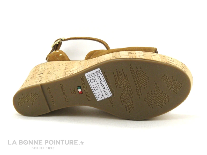 NeroGiardini E307663D 326 Velours Tabacco - Nu-pieds Compense Marron 9 NeroGiardini E307663D 326 Velours Tabacco - Nu-pieds Compense Marron - Image 7