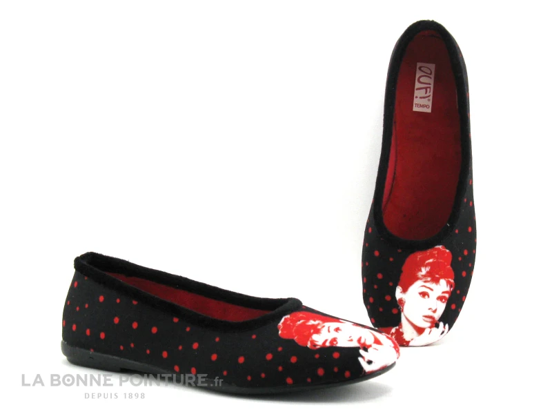 Ouf Tempo COMINO Noir Rouge - Audrey Hepburn - Pantoufle Ballerine 3 Ouf Tempo COMINO Noir Rouge - Audrey Hepburn - Pantoufle Ballerine