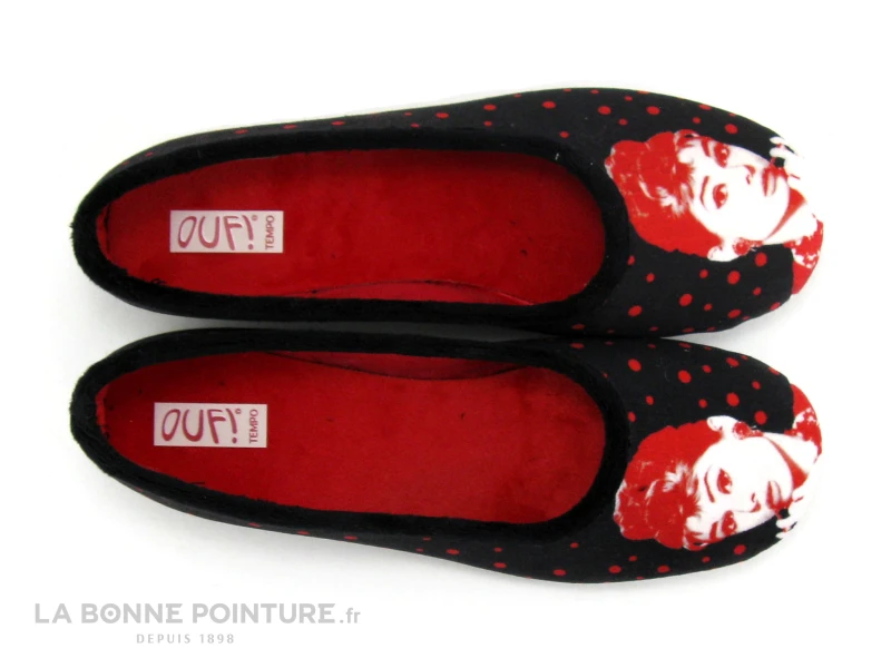 Ouf Tempo COMINO Noir Rouge - Audrey Hepburn - Pantoufle Ballerine 8 Ouf Tempo COMINO Noir Rouge - Audrey Hepburn - Pantoufle Ballerine - Image 6