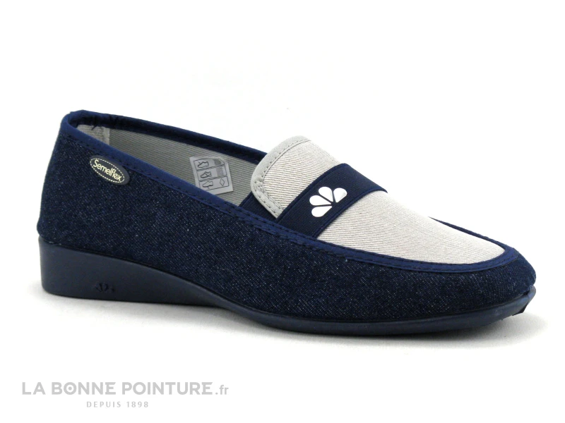 Semelflex MARIE-LENA B Marine Beige - Chausson Mocassin Femme 3 Semelflex MARIE-LENA B Marine Beige - Chausson Mocassin Femme