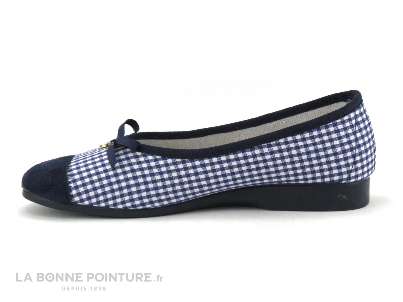 Semelflex DENISE 2 Marine - Carreaux - Pantoufle Ballerine 5 Semelflex DENISE 2 Marine - Carreaux - Pantoufle Ballerine - Image 3