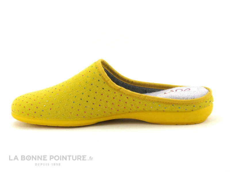 Ouf BESSINE Ocre - Pantoufle Mule Jaune Pois Multicolores 4 Ouf BESSINE Ocre - Pantoufle Mule Jaune Pois Multicolores - Image 2