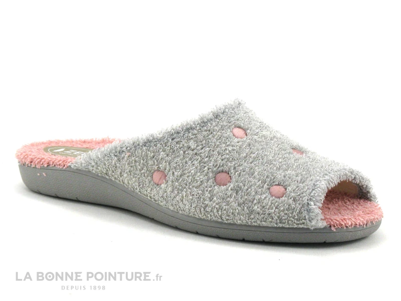 Zels 6439 Gris Rose - Pantoufle Mule Femme Bout Ouvert 3 Zels 6439 Gris Rose - Pantoufle Mule Femme Bout Ouvert