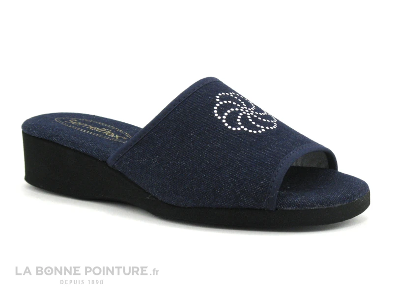 Semelflex Mule Compensée Isis Jeans Marine 3 Semelflex Mule Compensée Isis Jeans Marine